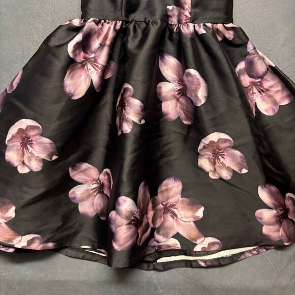 Lulu's Peplum Dress Floral Fairy Grunge Swing Black Purple Prom Y2K Formal Witch - Picture 5 of 12